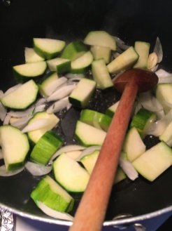 Onion and zucchini softening away